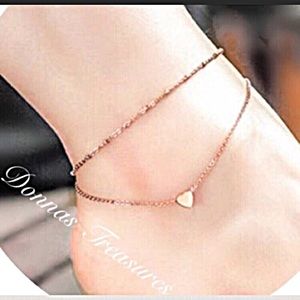 🍀Rose Gold Double Strand Floating Heart Anklet